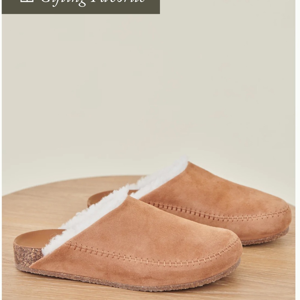 Jenni Kayne Shearling Lined Moc-Clog, Saddle Size 8 (38)